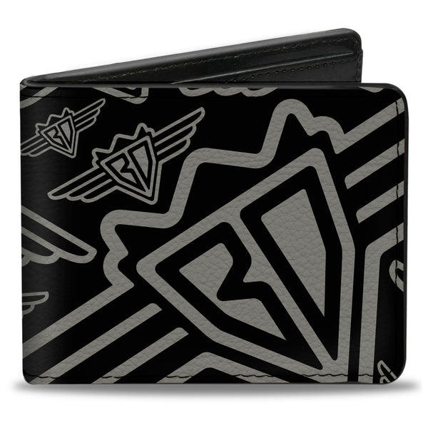 Buckle-Down Bi-Fold Wallet - Buckle-Down BD Logo Scattered Black Gray