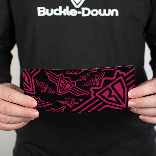 Buckle-Down Bi-Fold Wallet - Buckle-Down BD Logo Scattered Black Fuchsia