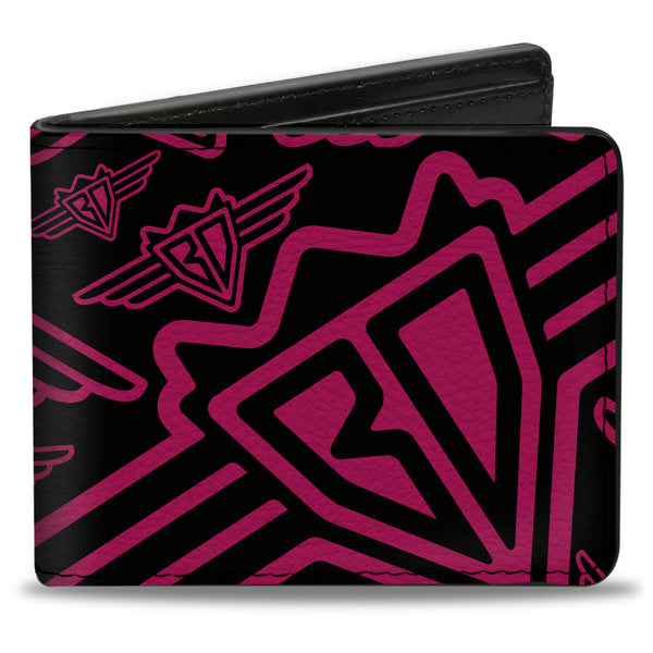 Buckle-Down Bi-Fold Wallet - Buckle-Down BD Logo Scattered Black Fuchsia