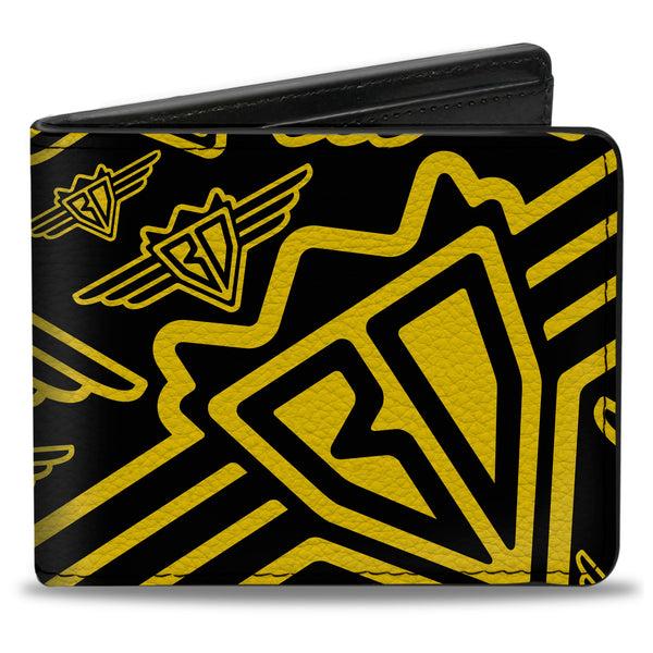 Buckle-Down Bi-Fold Wallet - Buckle-Down BD Logo Scattered Black Yellow