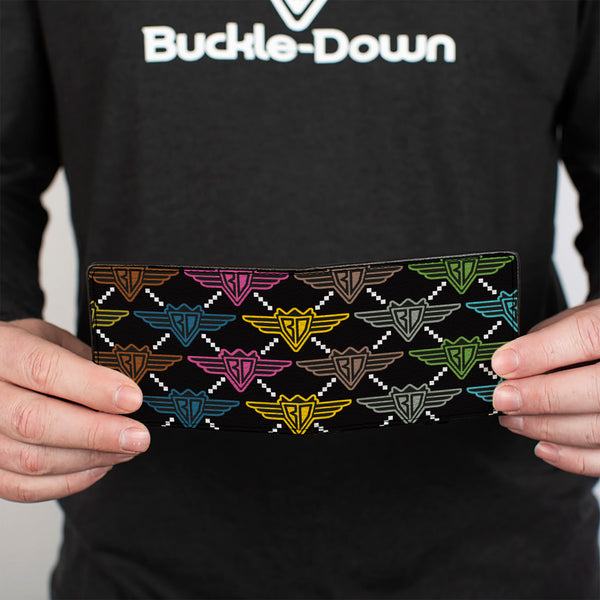Buckle-Down Bi-Fold Wallet - Buckle-Down BD Monogram Black Multi Neon