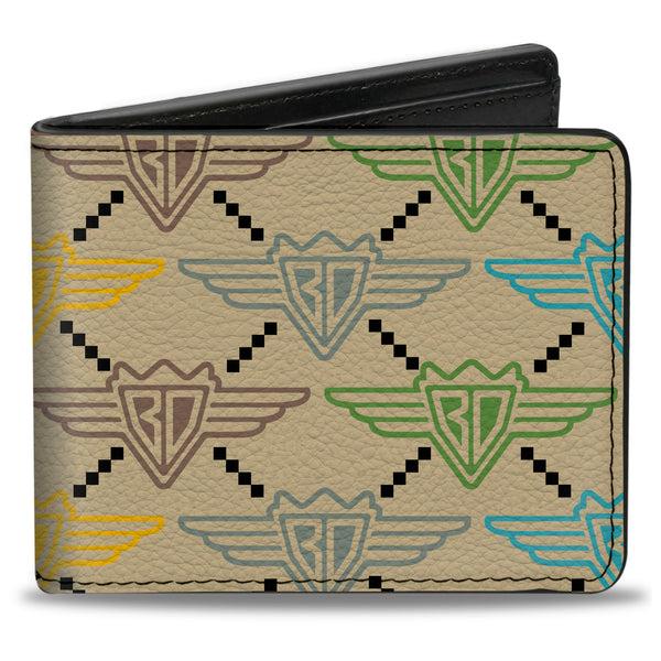 Buckle-Down Bi-Fold Wallet - Buckle-Down BD Monogram Tan Multi Neon