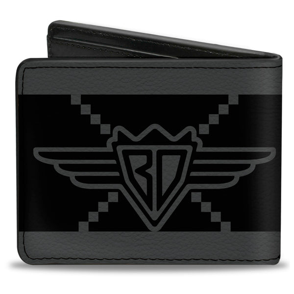 Buckle-Down Bi-Fold Wallet - Buckle-Down BD Monogram2 Black Gray