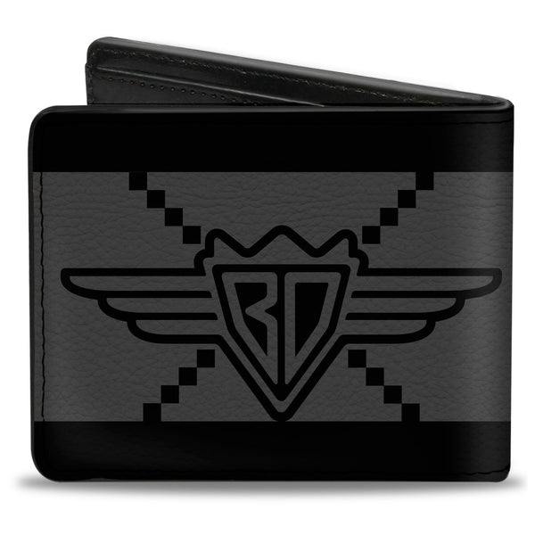 Buckle-Down Bi-Fold Wallet - Buckle-Down BD Monogram2 Gray Black