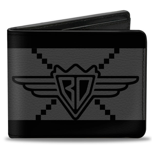 Buckle-Down Bi-Fold Wallet - Buckle-Down BD Monogram2 Gray Black