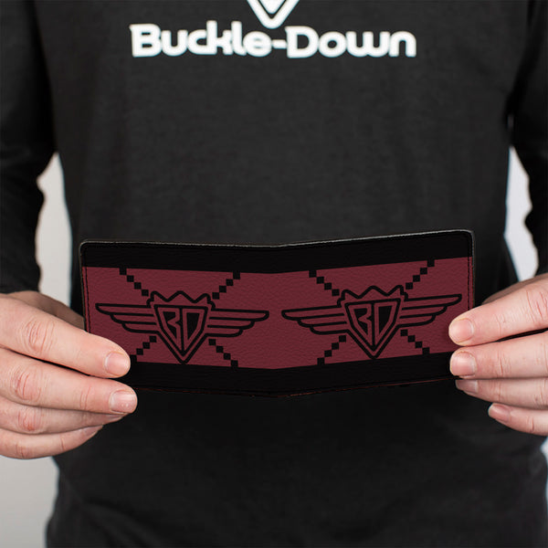 Buckle-Down Bi-Fold Wallet - Buckle-Down BD Monogram2 Red Black