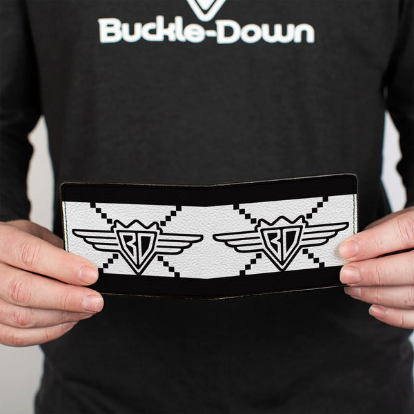 Buckle-Down Bi-Fold Wallet - Buckle-Down BD Monogram2 White Black