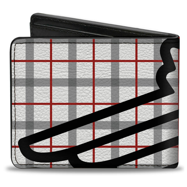 Buckle-Down Bi-Fold Wallet - Buckle-Down Plaid White Gray Red