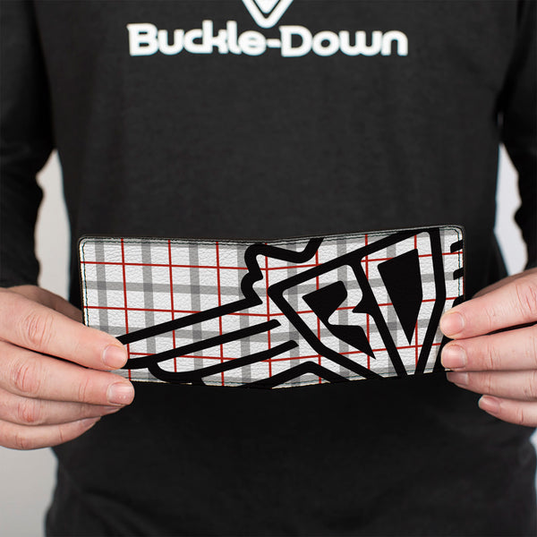 Buckle-Down Bi-Fold Wallet - Buckle-Down Plaid White Gray Red