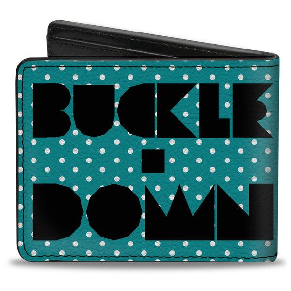 Buckle-Down Bi-Fold Wallet - BUCKLE-DOWN Shapes Dot Turquoise White Black