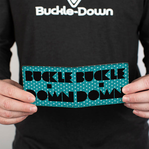 Buckle-Down Bi-Fold Wallet - BUCKLE-DOWN Shapes Dot Turquoise White Black