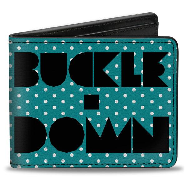 Buckle-Down Bi-Fold Wallet - BUCKLE-DOWN Shapes Dot Turquoise White Black