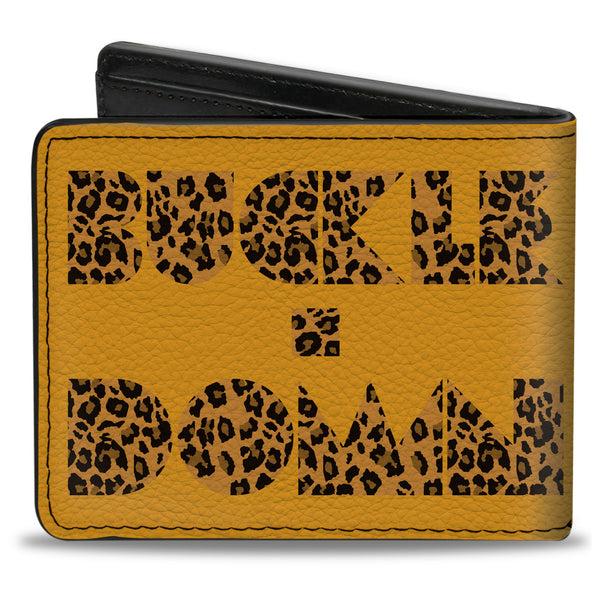 Buckle-Down Bi-Fold Wallet - BUCKLE-DOWN Shapes Gold Leopard Brown