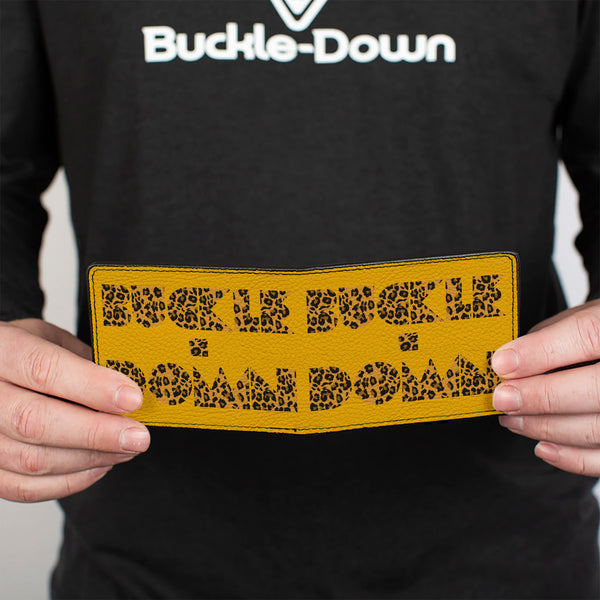 Buckle-Down Bi-Fold Wallet - BUCKLE-DOWN Shapes Gold Leopard Brown