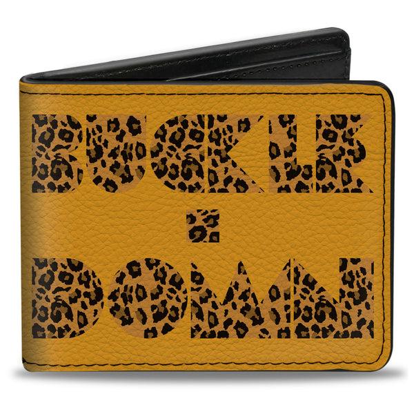 Buckle-Down Bi-Fold Wallet - BUCKLE-DOWN Shapes Gold Leopard Brown
