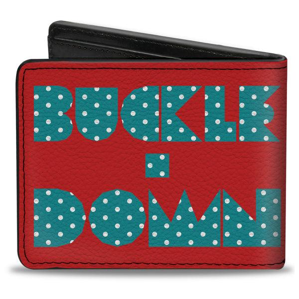 Buckle-Down Bi-Fold Wallet - BUCKLE-DOWN Shapes Red Dot Turquoise White