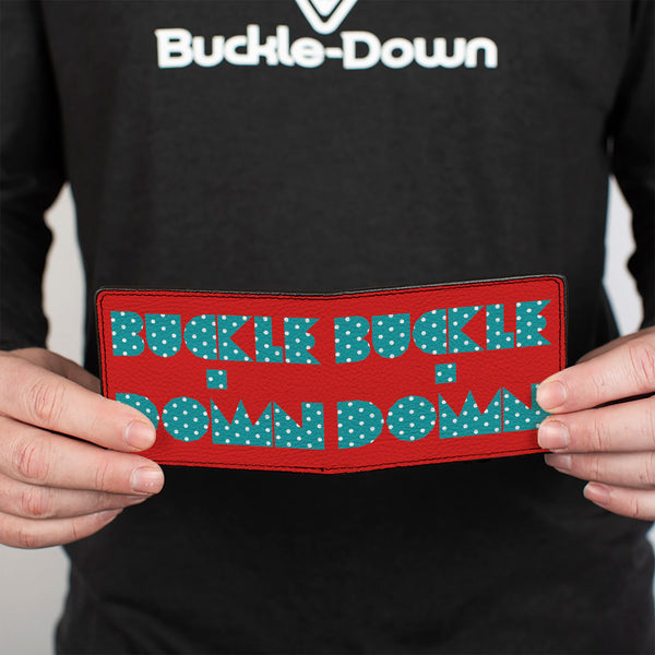 Buckle-Down Bi-Fold Wallet - BUCKLE-DOWN Shapes Red Dot Turquoise White