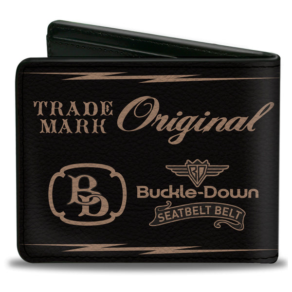Buckle-Down Bi-Fold Wallet - Buckle-Down Skull LIVE FAST AS LIGHTNING Black Light Orange