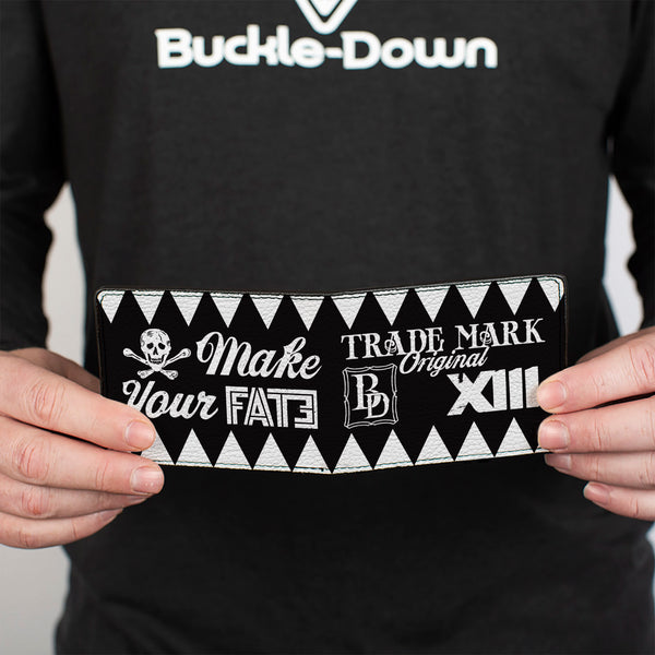 Buckle-Down Bi-Fold Wallet - Buckle-Down Skull MAKE YOUR FATE Black White