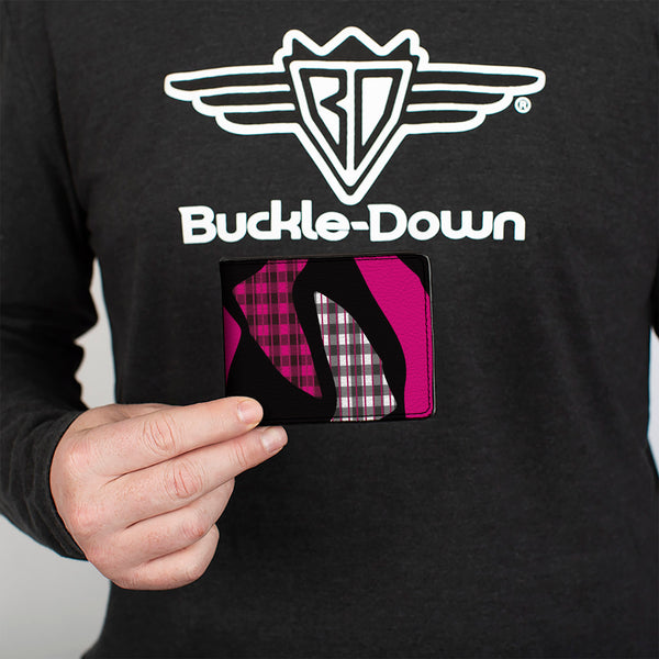 Buckle-Down Bi-Fold Wallet - Buffalo Plaid Abstract White Black Fuchsia