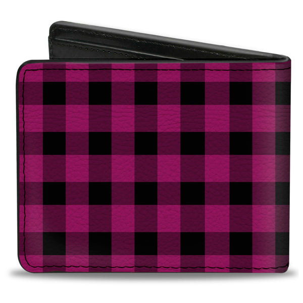 Buckle-Down Bi-Fold Wallet - Buffalo Plaid Black Fuchsia