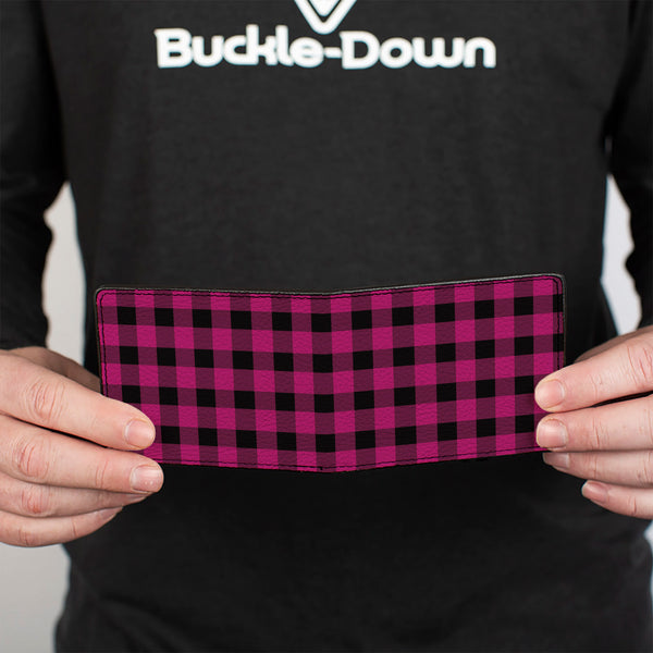 Buckle-Down Bi-Fold Wallet - Buffalo Plaid Black Fuchsia