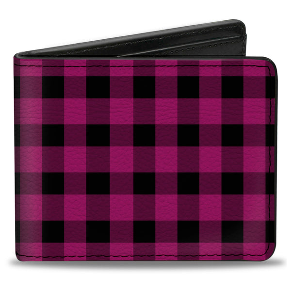 Buckle-Down Bi-Fold Wallet - Buffalo Plaid Black Fuchsia