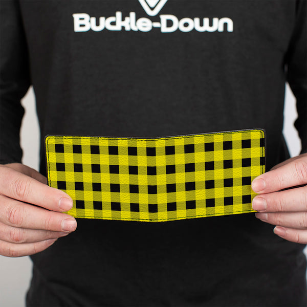 Buckle-Down Bi-Fold Wallet - Buffalo Plaid Black Neon Yellow