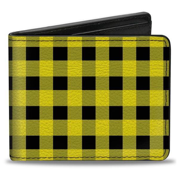 Buckle-Down Bi-Fold Wallet - Buffalo Plaid Black Neon Yellow