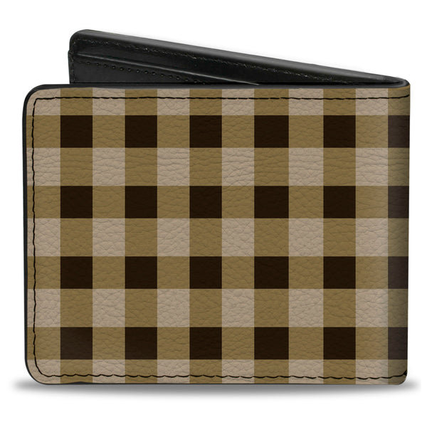Buckle-Down Bi-Fold Wallet - Buffalo Plaid Tans Brown