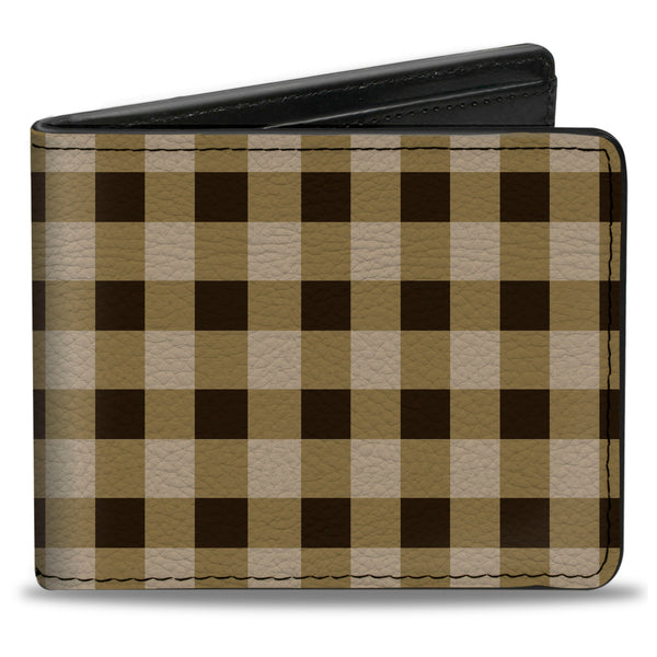 Buckle-Down Bi-Fold Wallet - Buffalo Plaid Tans Brown