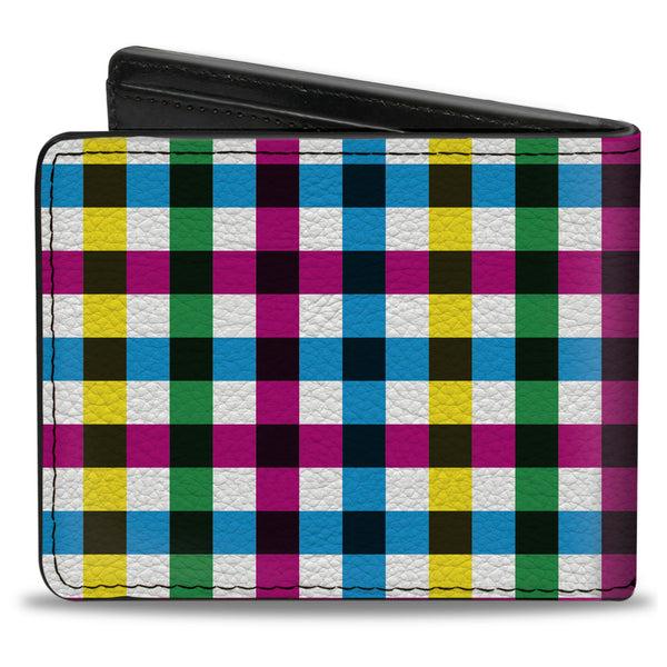 Buckle-Down Bi-Fold Wallet - Buffalo Plaid White Multi Color