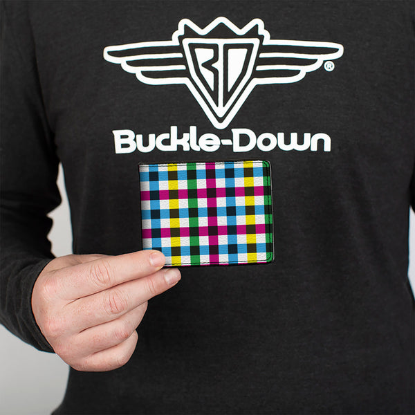 Buckle-Down Bi-Fold Wallet - Buffalo Plaid White Multi Color
