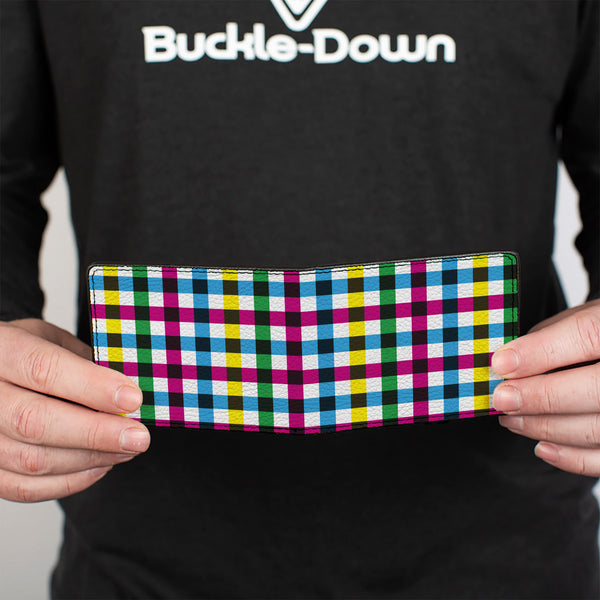 Buckle-Down Bi-Fold Wallet - Buffalo Plaid White Multi Color