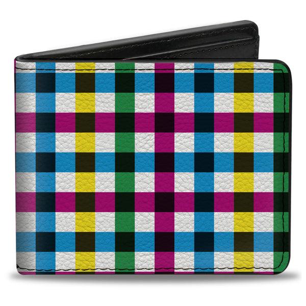 Buckle-Down Bi-Fold Wallet - Buffalo Plaid White Multi Color