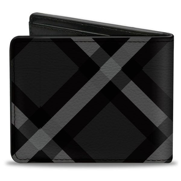 Buckle-Down Bi-Fold Wallet - Buffalo Plaid X Charcoal Black Gray