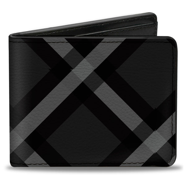 Buckle-Down Bi-Fold Wallet - Buffalo Plaid X Charcoal Black Gray