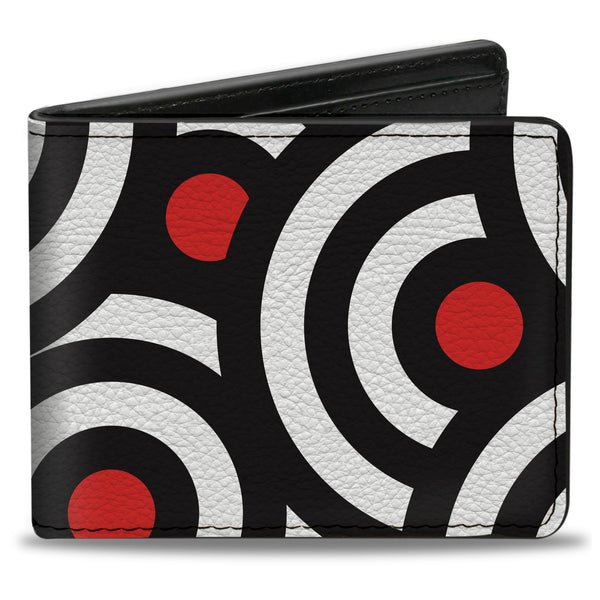 Buckle-Down Bi-Fold Wallet - Bullseye Stacked Black White Red
