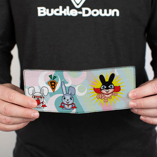 Buckle-Down Bi-Fold Wallet - Bunny Superhero Multi Pastel