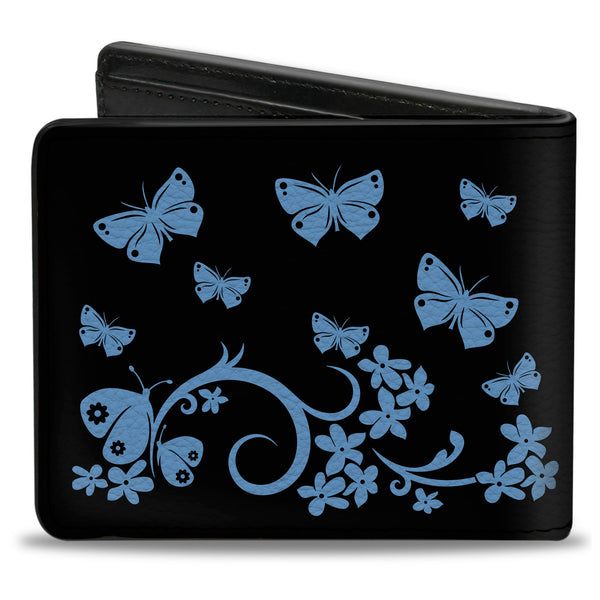 Buckle-Down Bi-Fold Wallet - Butterfly Garden Black Blue