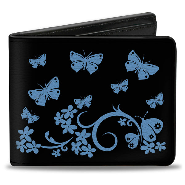 Buckle-Down Bi-Fold Wallet - Butterfly Garden Black Blue
