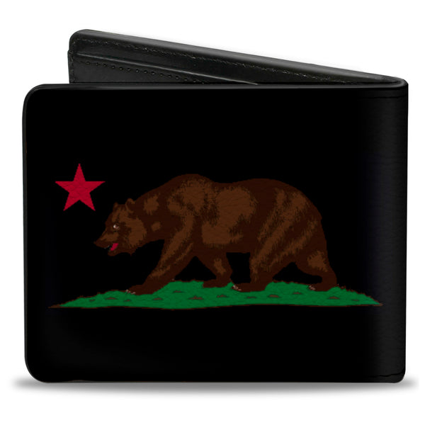 Buckle-Down Bi-Fold Wallet - California Flag Bear Black