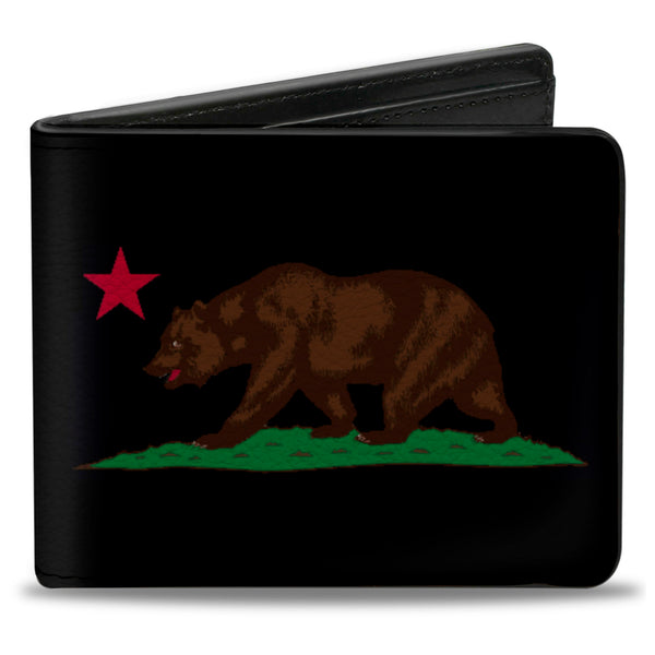 Buckle-Down Bi-Fold Wallet - California Flag Bear Black