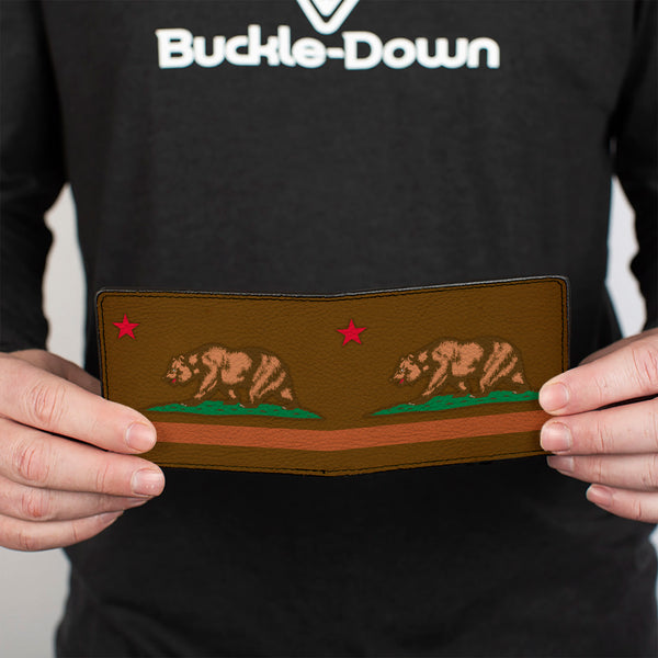 Buckle-Down Bi-Fold Wallet - California Flag Weathered Browns