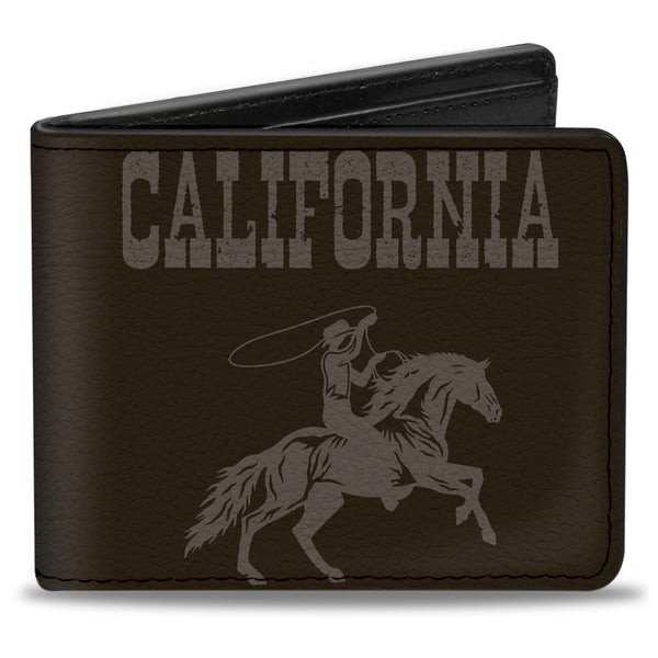 Buckle-Down Bi-Fold Wallet - CALIFORNIA WILD WILD WEST Rodeo Browns