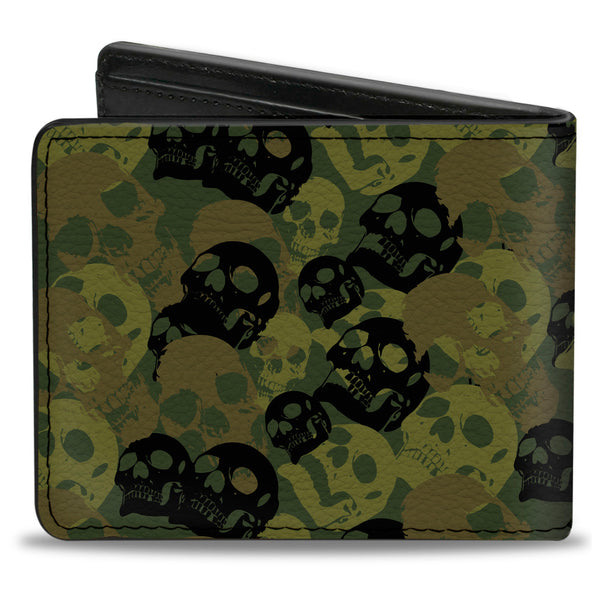 Buckle-Down Bi-Fold Wallet - Camo Olive Black Skull Yard2