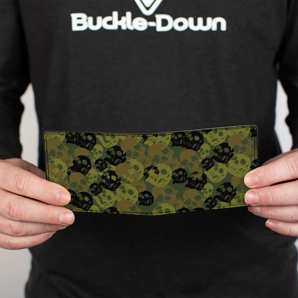 Buckle-Down Bi-Fold Wallet - Camo Olive Black Skull Yard2