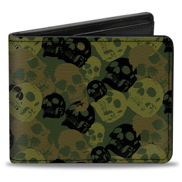 Buckle-Down Bi-Fold Wallet - Camo Olive Black Skull Yard2