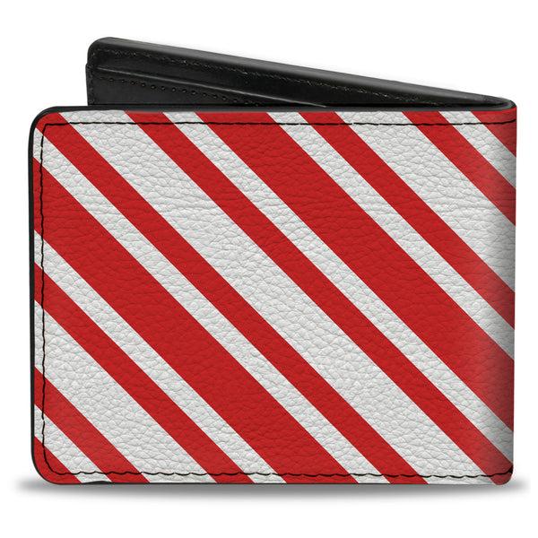 Buckle-Down Bi-Fold Wallet - Candy Cane3 Stripe White 3-Red
