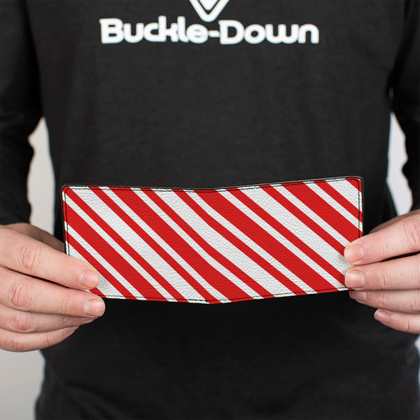Buckle-Down Bi-Fold Wallet - Candy Cane3 Stripe White 3-Red